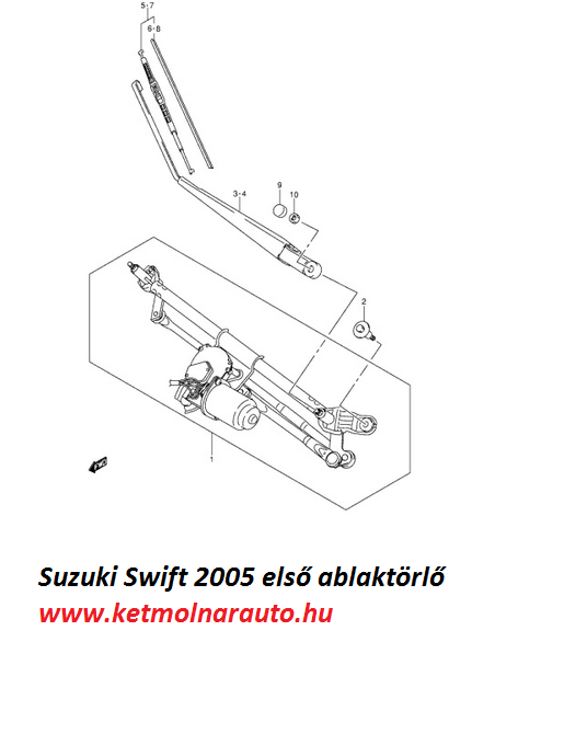 Suzuki Swift ablaktörlő kar