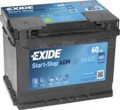EK600 EXIDE akku AGM 60Ah, 680 A, J+ 242x175x190mm EXIDE 