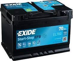 EL700 EXIDE akku EFB 70Ah, 720 A, J+ 278x175x190mm EXIDE 